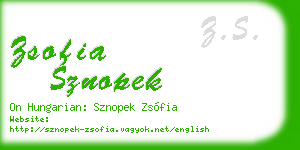 zsofia sznopek business card