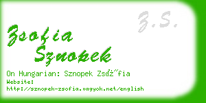 zsofia sznopek business card